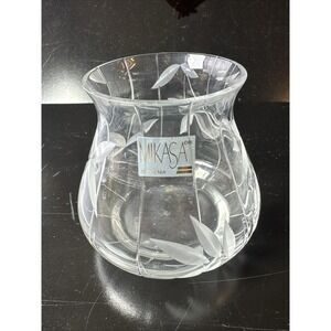 Mikasa Slovenia Erched Leaves Cut Crystal Bowl / Bud Vase 3.5 x 3.75" (Z7G)
